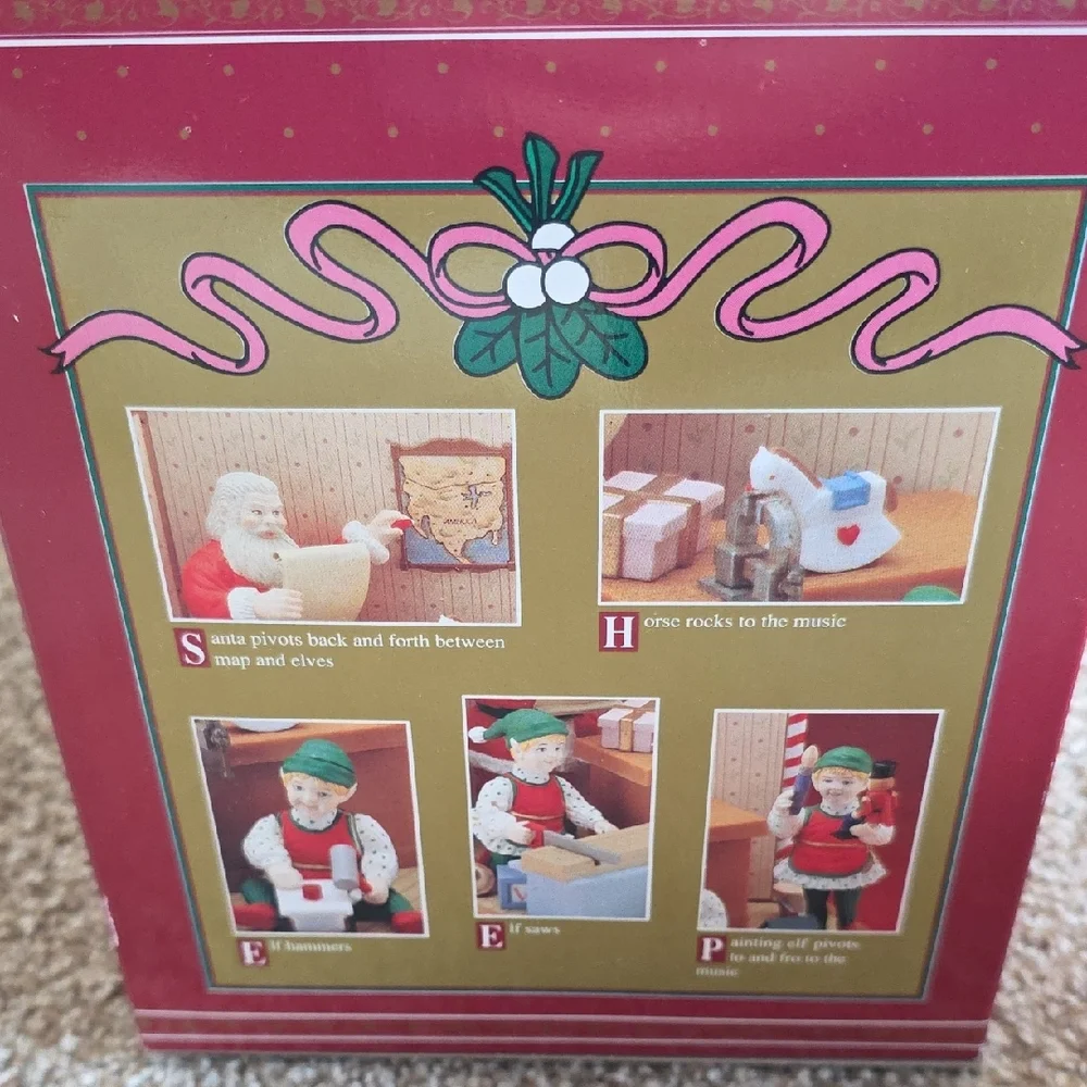 Vintage Mistletoe Christmas Musical Santa Figurine - Santa's Workshop